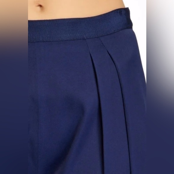 Alice + Olivia Womens Casual Back Zip Front Pleated Straight Pants Navy Blue - Picture 3 of 8